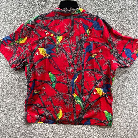 Paradise Found Vintage Magnum Hawaiian Parrot Palm Short Sleeve Aloha Red 3XL - Picture 9 of 13